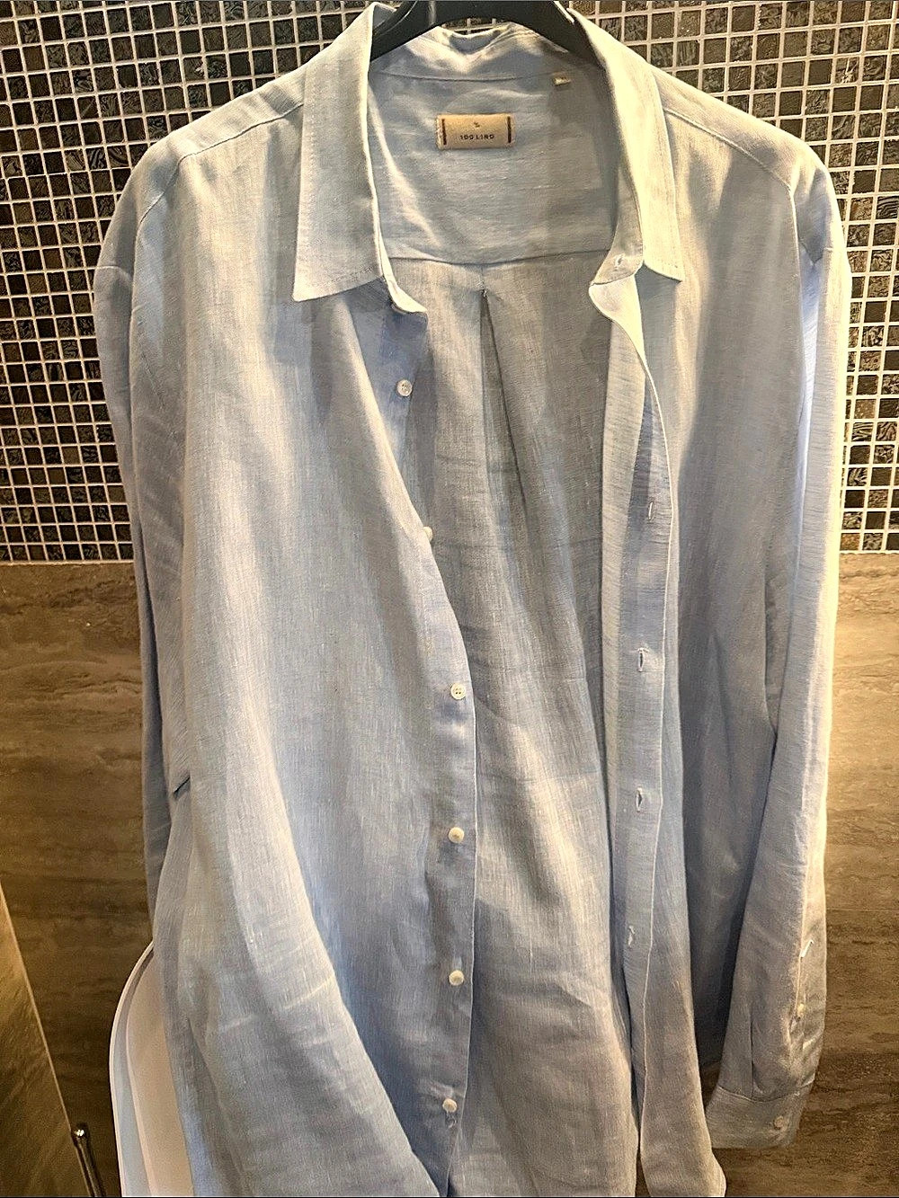 Canella Linen Button Down Shirt Blue XL Like New